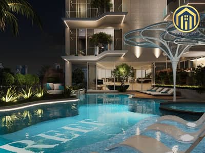 迪拜公寓大楼， 迪拜 单身公寓待售 - POOL NIGHT . png