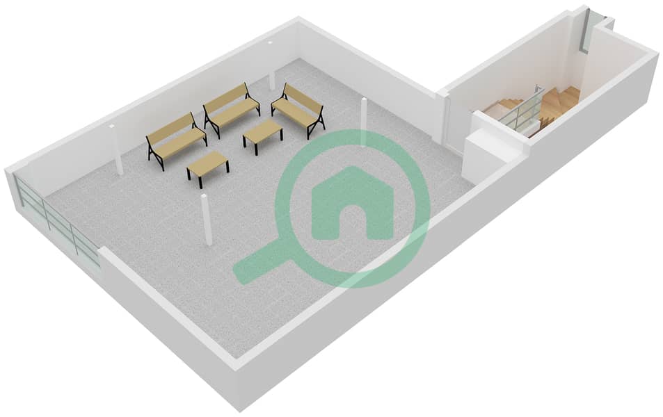 المخططات الطابقية لتصميم النموذج / الوحدة MIDDLE TOWNHOUSE تاون هاوس 4 غرف نوم - خليج الجنوب 4 Type Middle Townhouse Unit Middle Roof Floor interactive3D