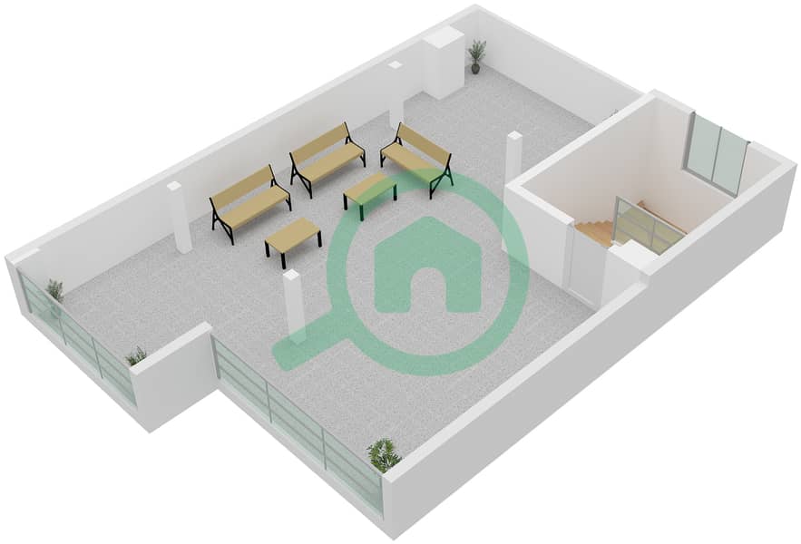 المخططات الطابقية لتصميم النموذج / الوحدة SEMIDETACHED VILLA تاون هاوس 5 غرف نوم - خليج الجنوب 4 Type Semidetached Villa Unit Edge Roof Floor interactive3D