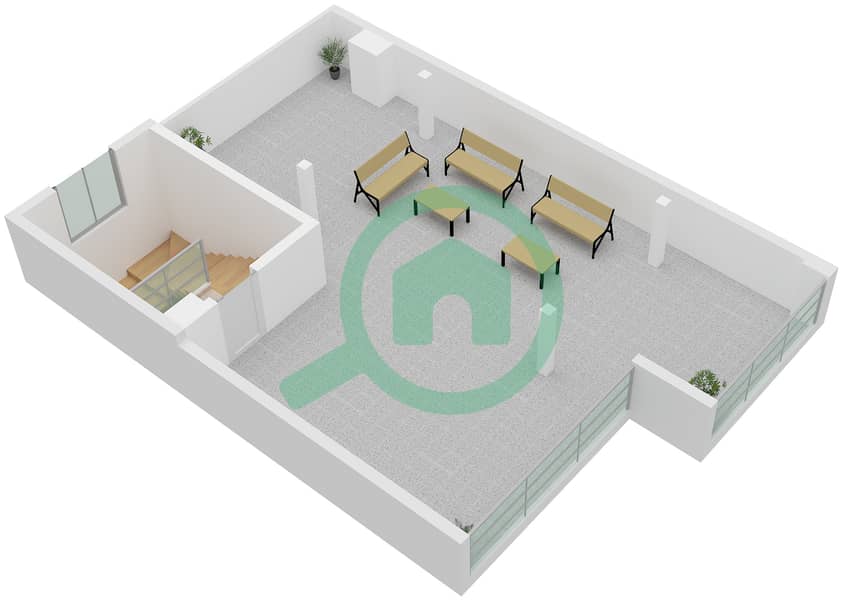 المخططات الطابقية لتصميم النموذج / الوحدة MIDDLE TOWNHOUSE (MI) تاون هاوس 5 غرف نوم - خليج الجنوب 4 Type Middle Townhouse (Mi) Unit Middle Mi Roof Floor interactive3D