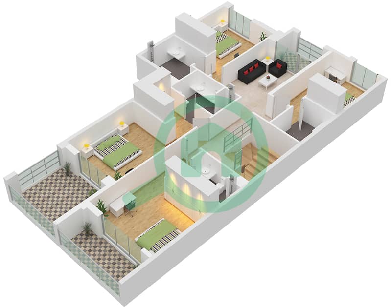 South Bay 4 - Таунхаус 5 Cпальни планировка Тип/мера SIDE TOWNHOUSE/UNIT EDGE Type Side Townhouse Unit Edge First Floor interactive3D