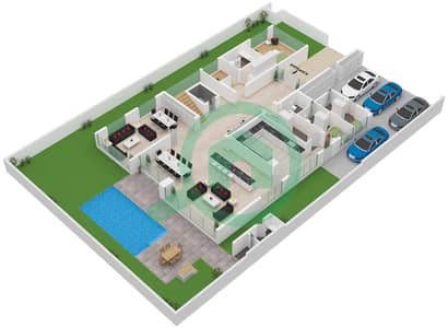 المخططات الطابقية لتصميم النموذج / الوحدة MANSION A/UNIT MANSION 1 فیلا 5 غرف نوم - خليج الجنوب 4