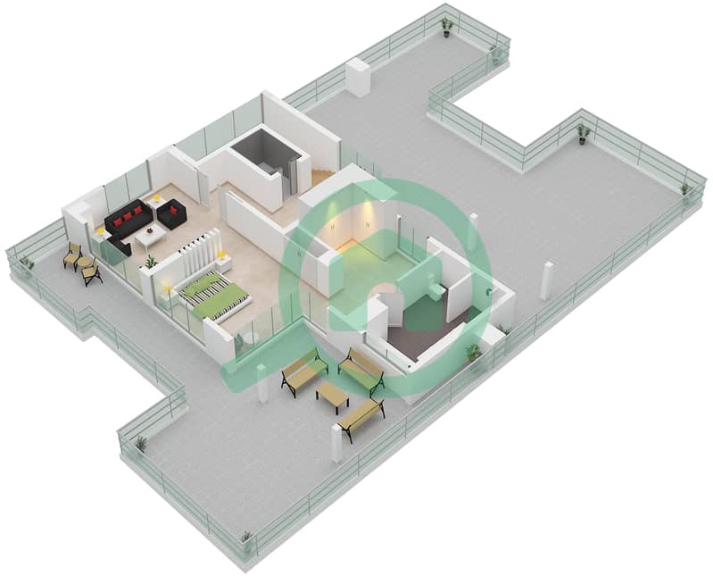 المخططات الطابقية لتصميم النموذج / الوحدة MANSION A/UNIT MANSION 1 فیلا 5 غرف نوم - خليج الجنوب 4 Type Mansion A Unit Mansion 1 Roof Floor interactive3D