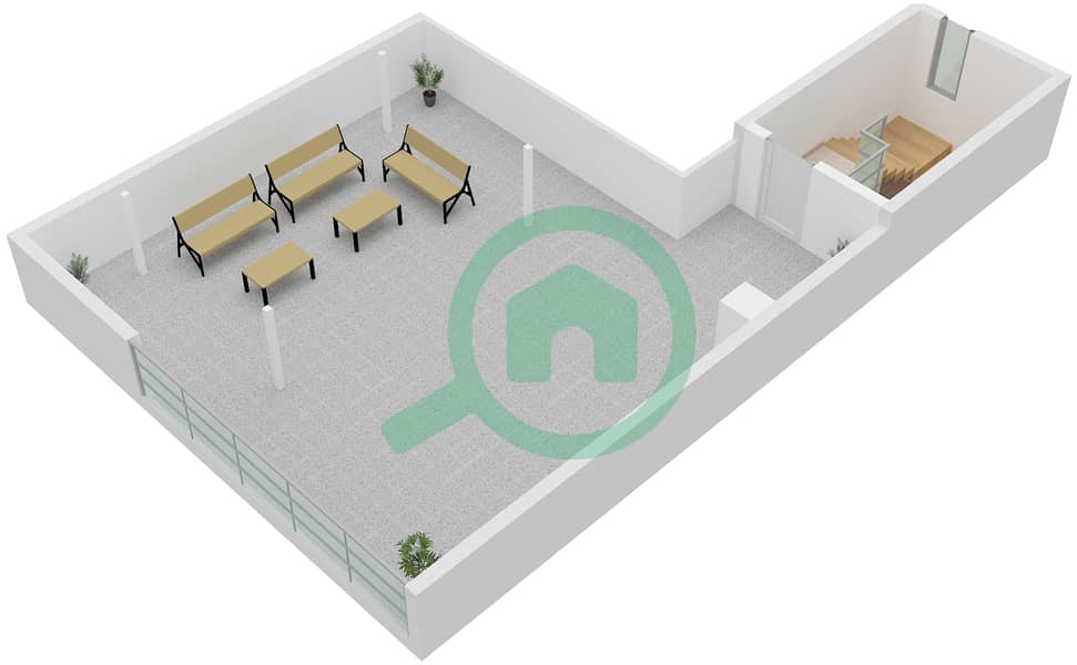 المخططات الطابقية لتصميم النموذج / الوحدة SEMIDETACHED VILLA تاون هاوس 5 غرف نوم - خليج الجنوب 4 Type Semidetached Villa Unit Edge Roof Floor interactive3D