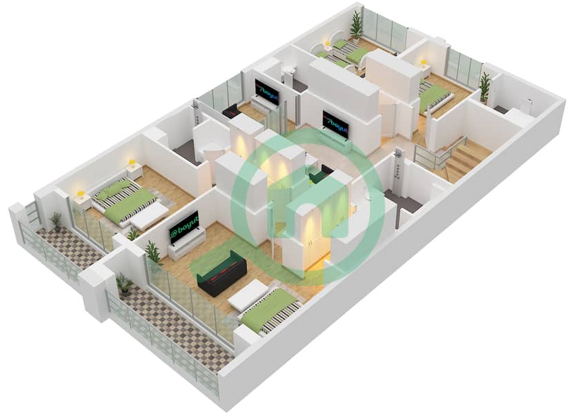 المخططات الطابقية لتصميم النموذج / الوحدة MANSION C / UNIT EDGE 1 تاون هاوس 5 غرف نوم - خليج الجنوب 4 Type Mansion C Unit Edge 1 First Floor interactive3D