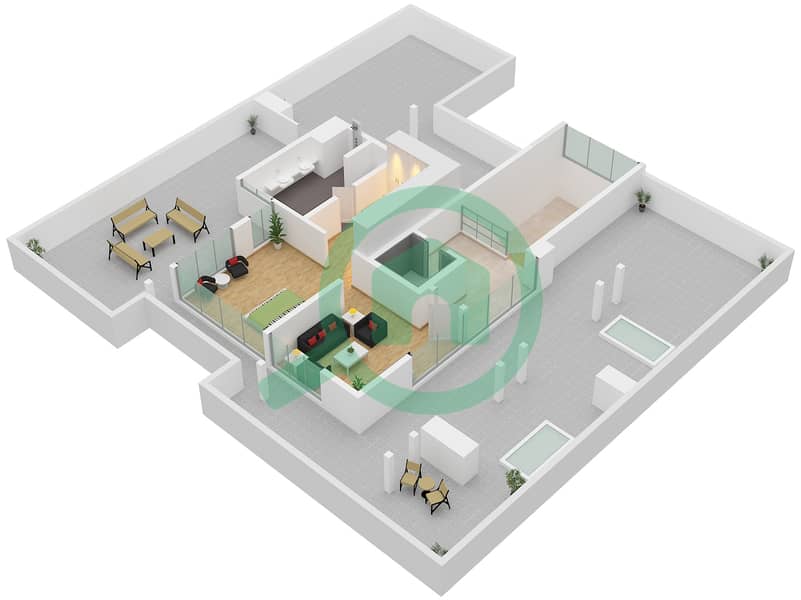 المخططات الطابقية لتصميم النموذج / الوحدة MANSION A/UNIT MANSION 1 فیلا 6 غرف نوم - خليج الجنوب 4 Type Mansion A Unit Mansion 1 Roof Floor interactive3D