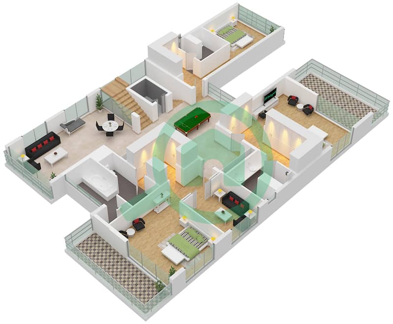 المخططات الطابقية لتصميم النموذج / الوحدة MANSION E/UNIT MANSION 3 فیلا 5 غرف نوم - خليج الجنوب 4 Type Mansion E Unit Mansion 3 First Floor interactive3D