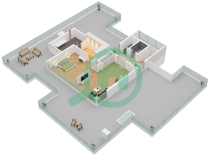 المخططات الطابقية لتصميم النموذج / الوحدة MANSION B/UNIT MANSION 2 فیلا 7 غرف نوم - خليج الجنوب 4 Type Mansion B Unit Mansion 2 Roof Floor interactive3D