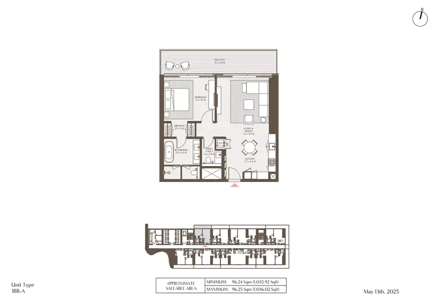 1 BR floor plan