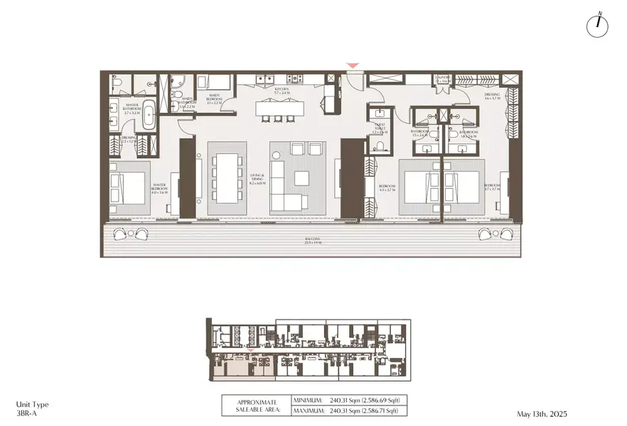 3 BR floor plan
