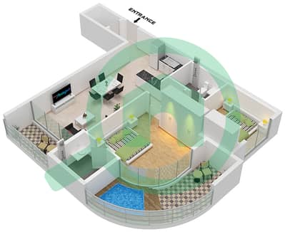 المخططات الطابقية لتصميم النموذج / الوحدة A,B / UNIT 1,5 FLOOR 2-19 شقة 3 غرف نوم - أوبالز من الدانوب برج 1