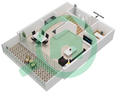 المخططات الطابقية لتصميم النموذج / الوحدة A / UNIT 2,3 FLOOR 1 شقة 2 غرفة نوم - أوبالز من الدانوب برج 1