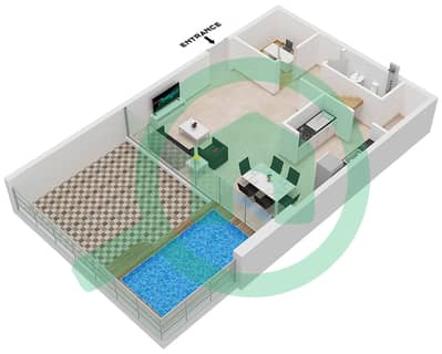 المخططات الطابقية لتصميم النموذج / الوحدة B / UNIT 5,6 FLOOR 1 شقة 2 غرفة نوم - أوبالز من الدانوب برج 1