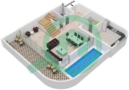 المخططات الطابقية لتصميم النموذج / الوحدة B / UNIT 4,7 FLOOR 1 شقة 3 غرف نوم - أوبالز من الدانوب برج 1
