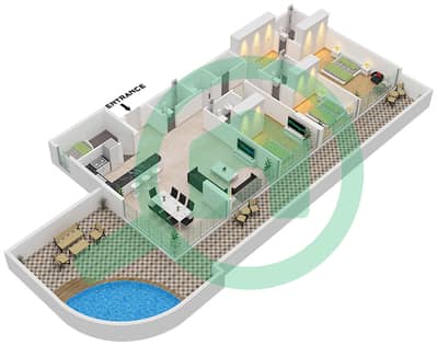 المخططات الطابقية لتصميم النموذج / الوحدة A / UNIT R01,R02 شقة 3 غرف نوم - أوبالز من الدانوب برج 1