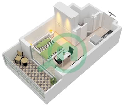 Azizi Jewel - 单身公寓单位2 FLOOR 2-7戶型图