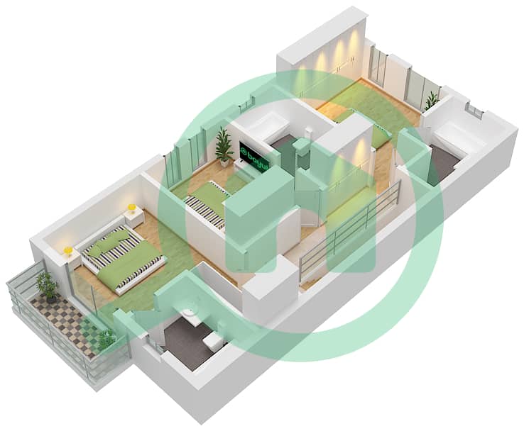المخططات الطابقية لتصميم النموذج R2-EE-ACALIA فیلا 3 غرف نوم - جنوسيا Type R2-EE-ACALIA Floor First interactive3D