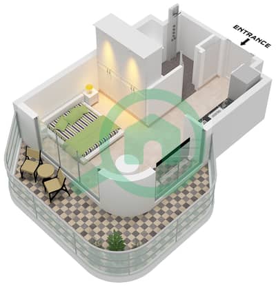 Azizi Venice 8 Building B - 单身公寓单位1 FLOOR 2-10戶型图 Azizi Venice 8 Building B - 单身公寓单位1 FLOOR 2-10戶型图