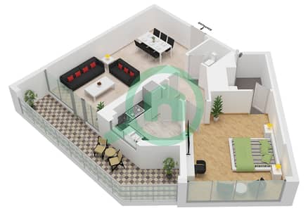 المخططات الطابقية لتصميم الوحدة 04 شقة 1 غرفة نوم - برج عائشة