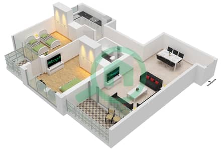 المخططات الطابقية لتصميم الوحدة 02 شقة 2 غرفة نوم - برج عائشة