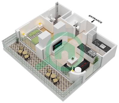 Azizi Venice 8 Building B - 1 卧室公寓单位22,28 FLOOR 1戶型图 Azizi Venice 8 Building B - 1 卧室公寓单位22,28 FLOOR 1戶型图