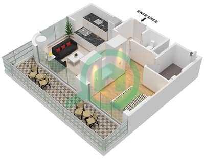 Azizi Venice 8 Building B - 1 卧室公寓单位2,9 FLOOR 1戶型图 Azizi Venice 8 Building B - 1 卧室公寓单位2,9 FLOOR 1戶型图