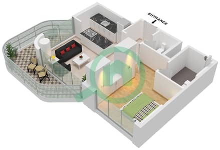 Azizi Venice 8 Building B - 1 卧室公寓单位9 FLOOR 2-10戶型图 Azizi Venice 8 Building B - 1 卧室公寓单位9 FLOOR 2-10戶型图