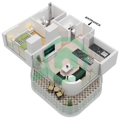 Azizi Venice 8 Building B - 1 卧室公寓单位22 FLOOR 2-10戶型图 Azizi Venice 8 Building B - 1 卧室公寓单位22 FLOOR 2-10戶型图