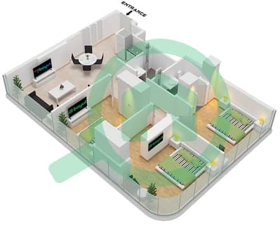 Рэдиант Бульвар - Апартамент 3 Cпальни планировка Единица измерения 10 FLOOR 1-29