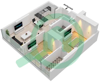 Рэдиант Бульвар - Апартамент 2 Cпальни планировка Единица измерения 11 FLOOR 1-29