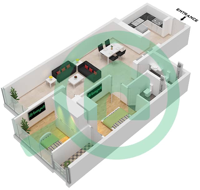 Radiant Boulevard - 2 Bedroom Apartment Unit 8 FLOOR 1-29 Floor plan Unit 8 Floor 1-29 interactive3D