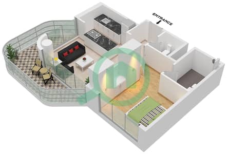 Azizi Venice 8 Building B - 1 卧室公寓单位2 FLOOR 2-10戶型图 Azizi Venice 8 Building B - 1 卧室公寓单位2 FLOOR 2-10戶型图