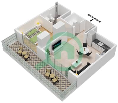 Azizi Venice 8 Building B - 1 卧室公寓单位13 FLOOR 1戶型图 Azizi Venice 8 Building B - 1 卧室公寓单位13 FLOOR 1戶型图