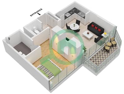 Azizi Venice 8 Building B - 1 卧室公寓单位27 FLOOR 2-10戶型图 Azizi Venice 8 Building B - 1 卧室公寓单位27 FLOOR 2-10戶型图