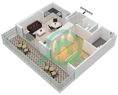 Azizi Venice 8 Building B - 1 卧室公寓单位3 FLOOR 1戶型图 Azizi Venice 8 Building B - 1 卧室公寓单位3 FLOOR 1戶型图