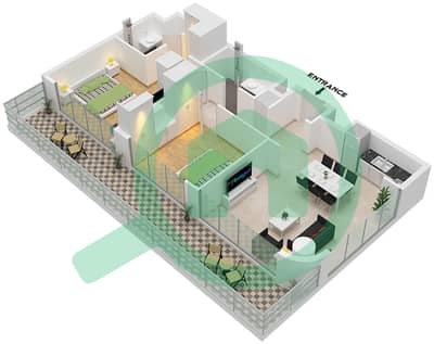 Azizi Venice 8 Building B - 2 卧室公寓单位8 FLOOR 1戶型图