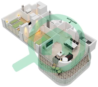 Azizi Venice 8 Building B - 2 卧室公寓单位8 FLOOR 2-10戶型图