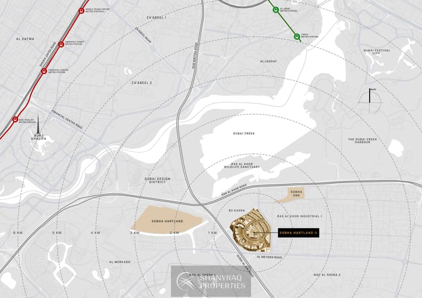 7 RC-350-003_Sobha Hartland II Location Plan micro-distance radius-Rev-02-1. jpg