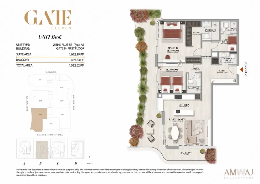 2 BR floor plan