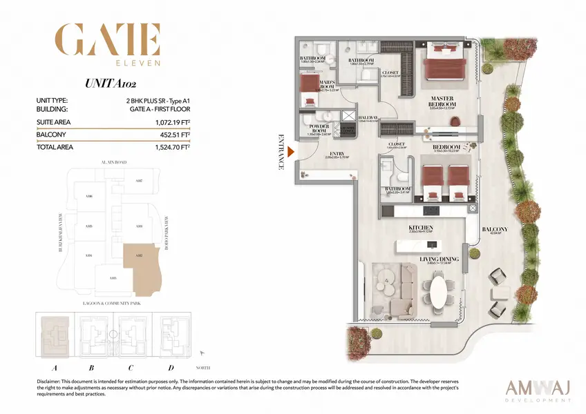 2 BR floor plan
