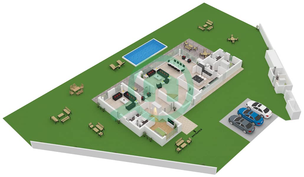 拉姆汉岛 - 7 卧室别墅类型SKY VI戶型图 Type SKY VI Floor Gorund interactive3D