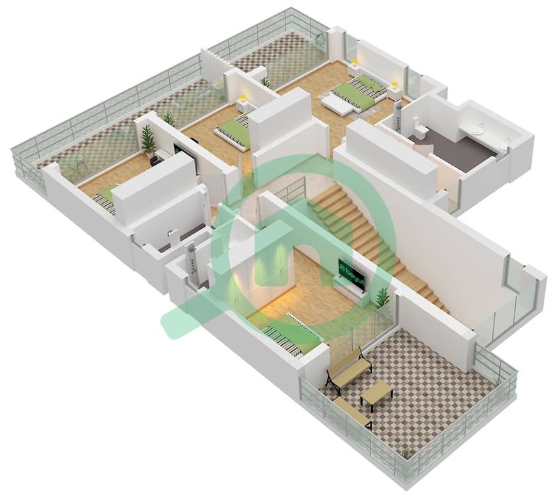 拉姆汉岛 - 5 卧室别墅类型SPARK I-M戶型图 Type SPARK I-M Floor First interactive3D