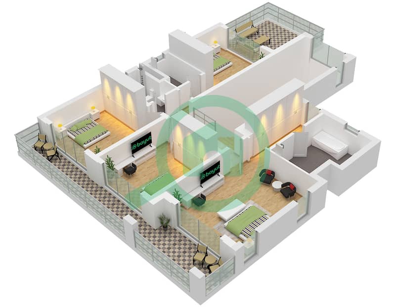 拉姆汉岛 - 5 卧室别墅类型SPARK II戶型图 Type SPARK II Floor First interactive3D