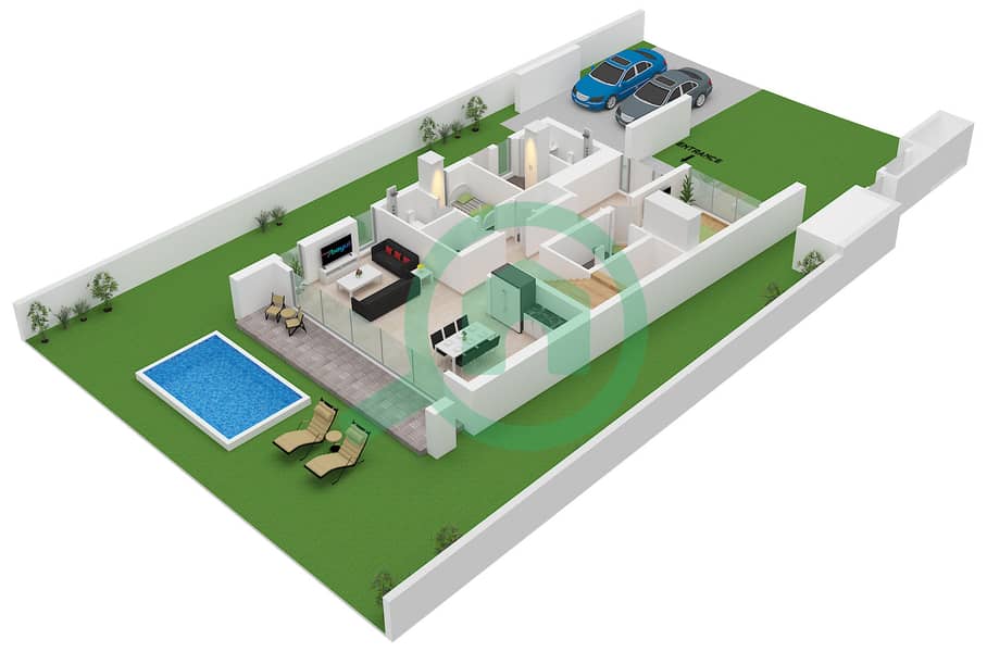 拉姆汉岛 - 4 卧室别墅类型GRACE III戶型图 Type GRACE III Floor Ground interactive3D
