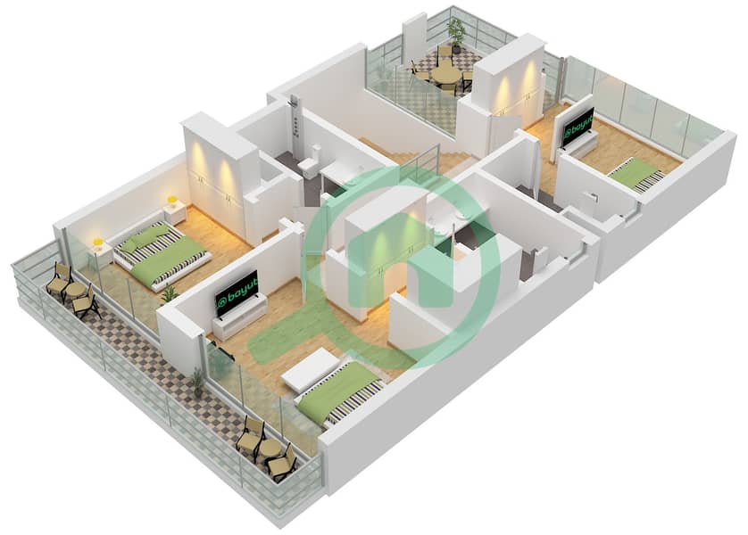 拉姆汉岛 - 3 卧室别墅类型CHARM III戶型图 Type CHARM III Floor First interactive3D