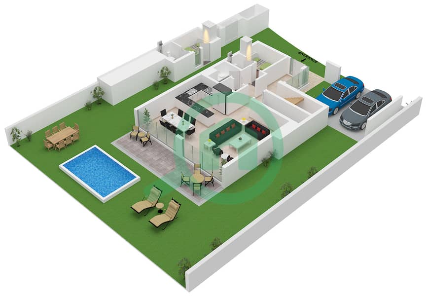 拉姆汉岛 - 3 卧室别墅类型CHARM IV-M戶型图 Type CHARM IV-M Floor Ground interactive3D