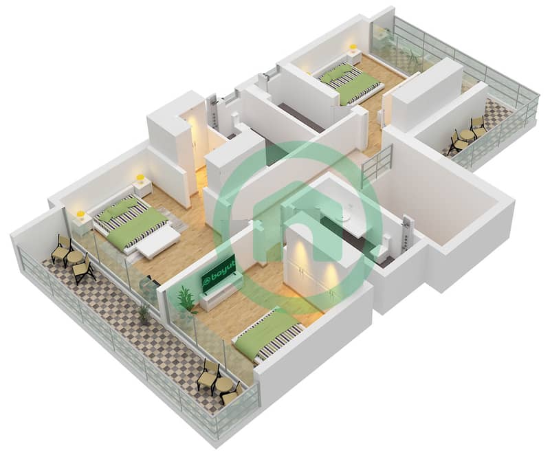 拉姆汉岛 - 3 卧室别墅类型CHARM IV-M戶型图 Type CHARM IV-M Floor First interactive3D