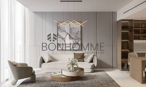 شقة 2 غرفة نوم للبيع في قرية جميرا الدائرية، دبي - Living Room - 105 Residences by Kamdar. jpg