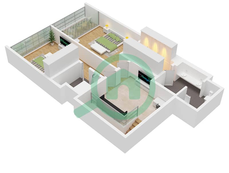 Bay Residences Dubai Islands - 2 卧室联排别墅类型07戶型图 Unit 07 Floor Podium 1 interactive3D
