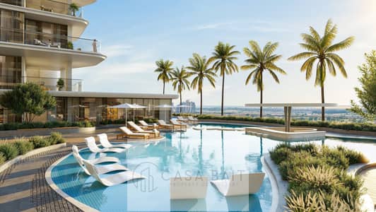 3 Bedroom Flat for Sale in Motor City, Dubai - Pool and sunbed area. jpeg